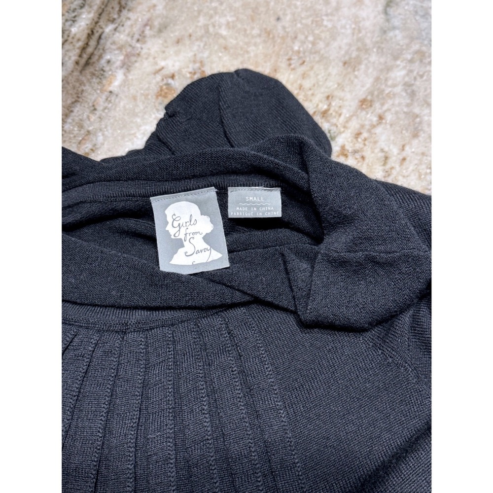 Girls from Savoy Sweater Dress Womens Small 100% Merino Wool Black Bel wimsigoth - Picture 3 of 7